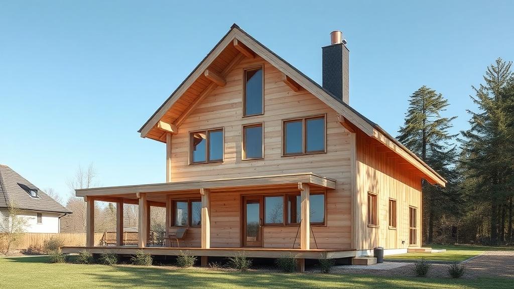 House made of glued laminated timber.фото